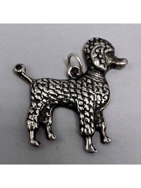Show Poodle Breed Dog Pendant Textured Sterling Silver Pet Continental Clip